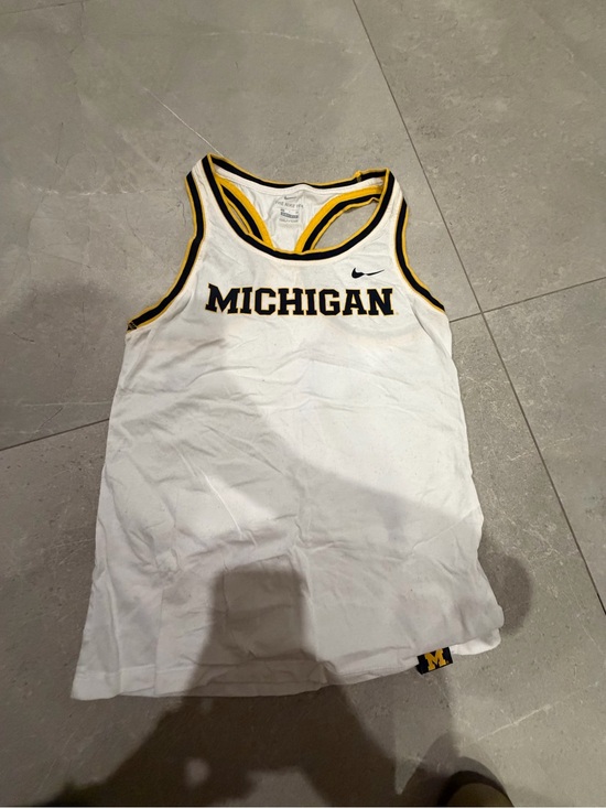 Tops - University of Michigan White & Maize Racerback Tank - M Patch